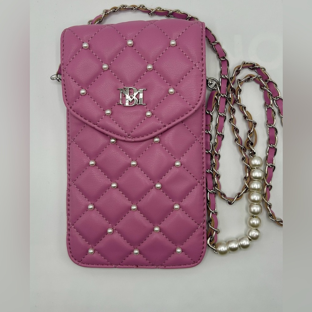 BADGLEY MISCHKA Wallet Purse Phone Bag with Pearl Straps
